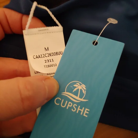 NWT Cupshe Blue V Lace Up Two Piece 2pc Low Waist Rise Bikini Swimsuit Bathing M - Picture 8 of 11